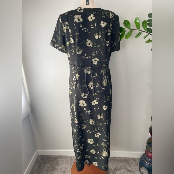 90s Vintage Jessica Front Button Down Green Floral Maxi Dress Size Large 1990s - Picture 5 of 11